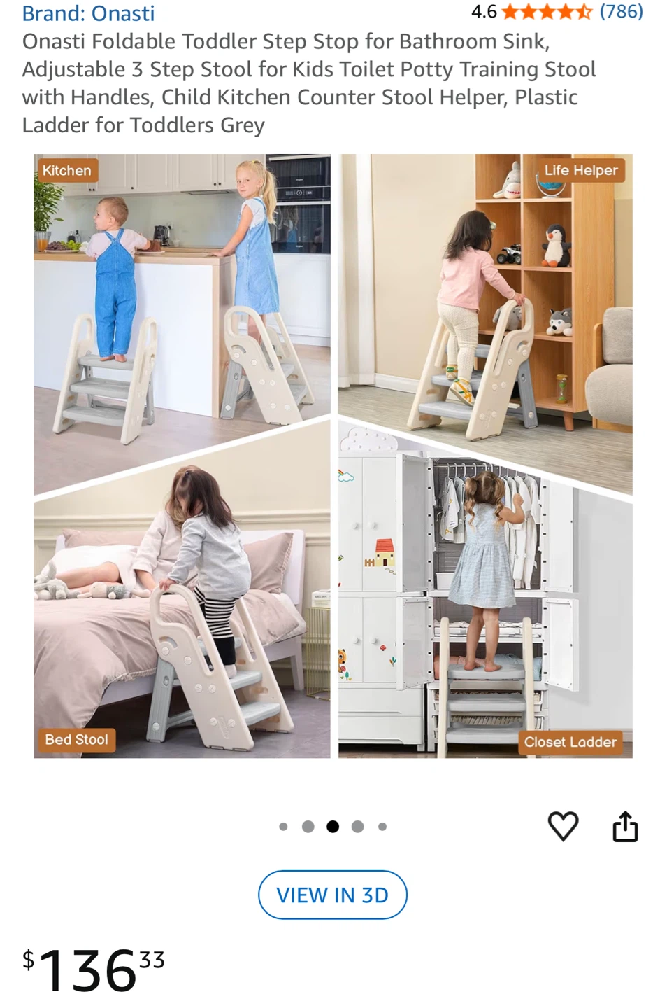 Onasti Foldable Toddler Step Stool Grey - photo 4