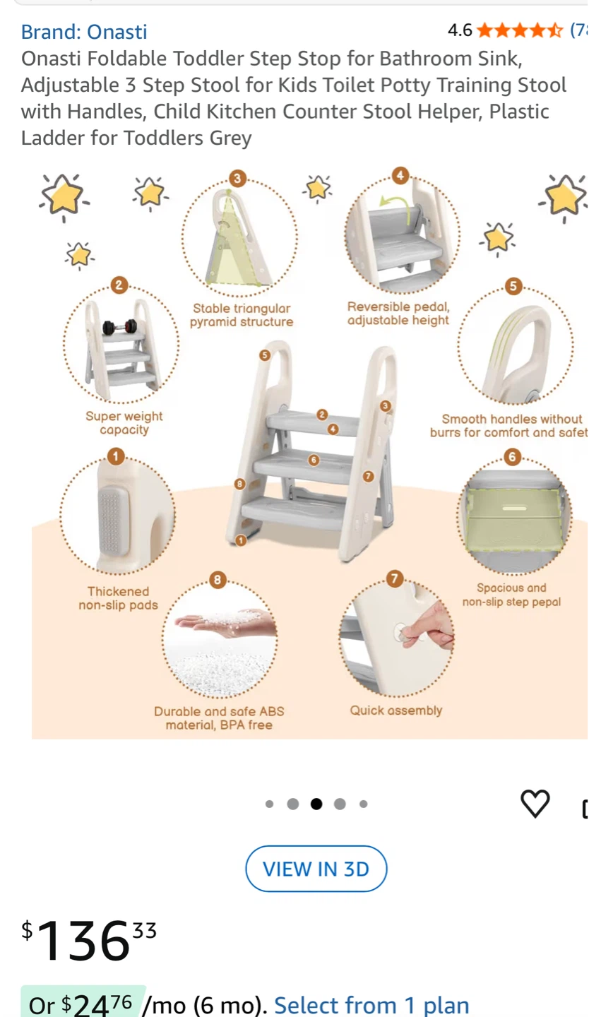 Onasti Foldable Toddler Step Stool Grey - photo 5