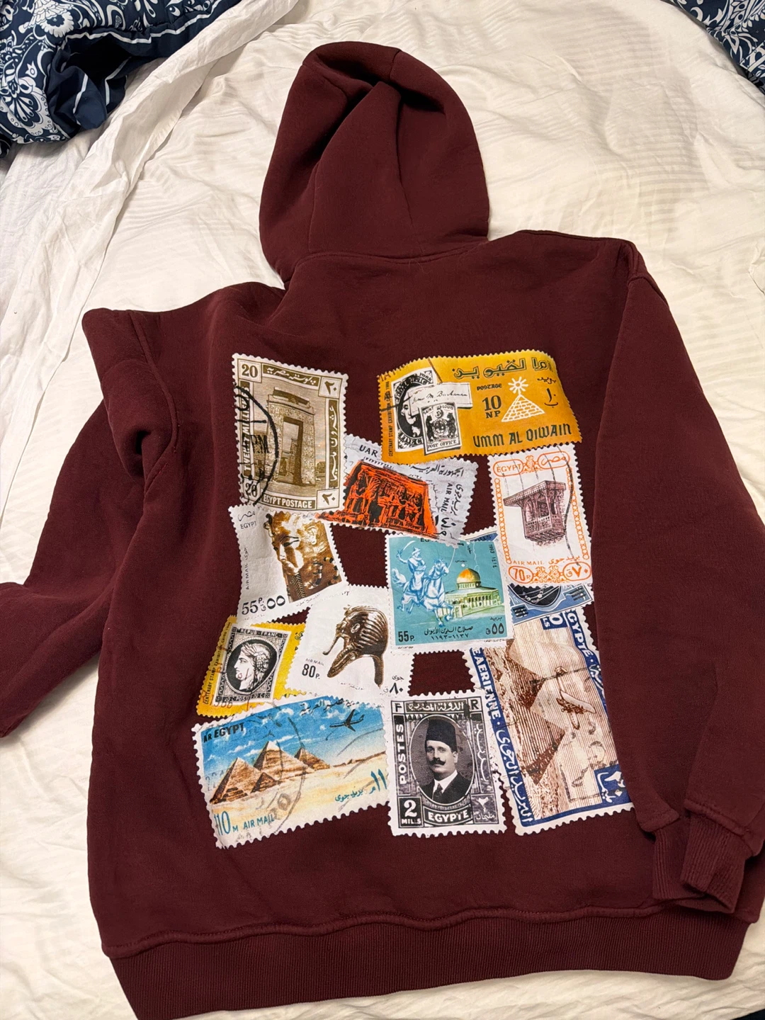 QADIM Stamp Graphic Hoodie - Maroon - photo 4