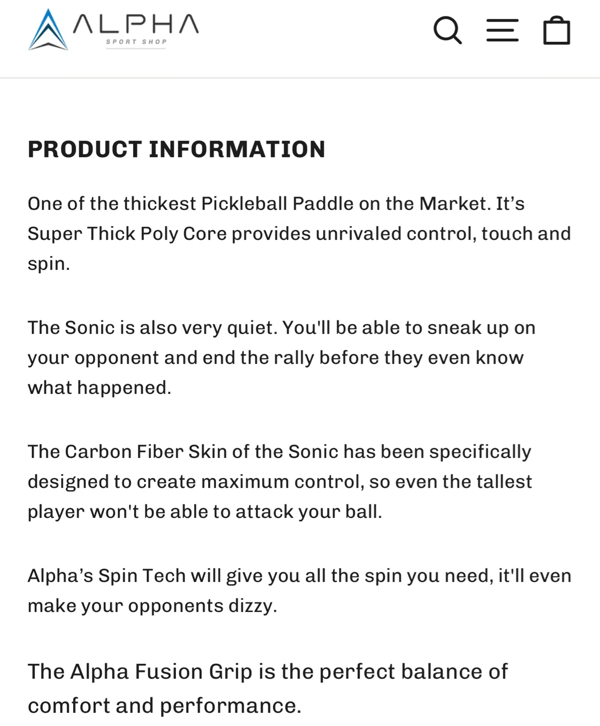 Alpha Sonic Pickleball Paddle 17MM - photo 4
