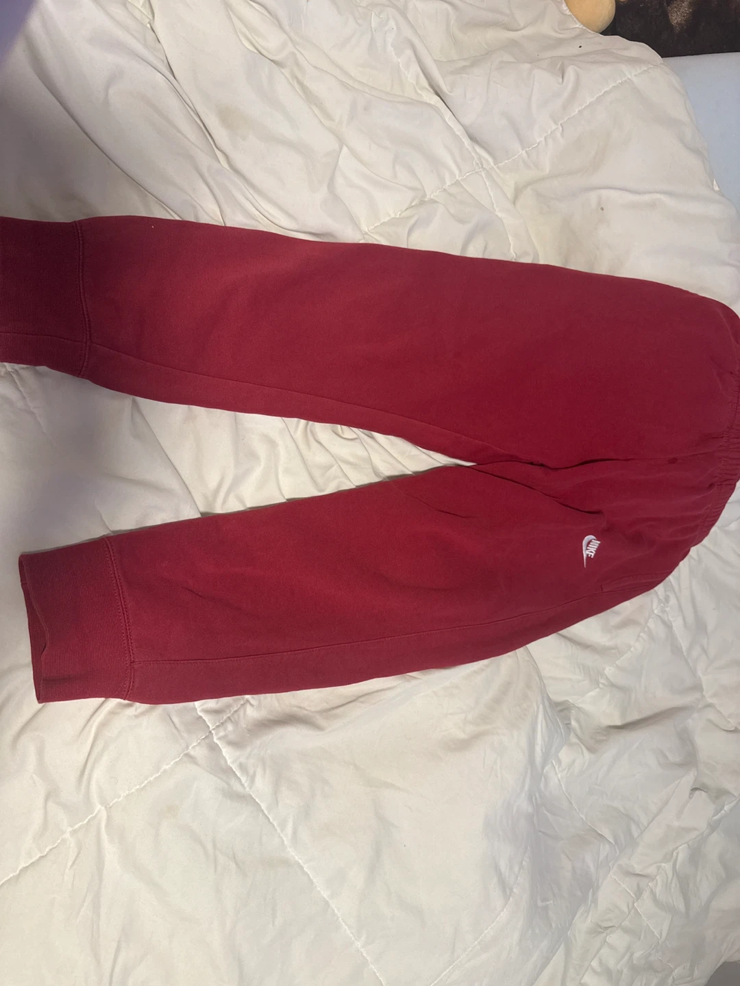 Red nike sweatpants cuffed size small - photo 2