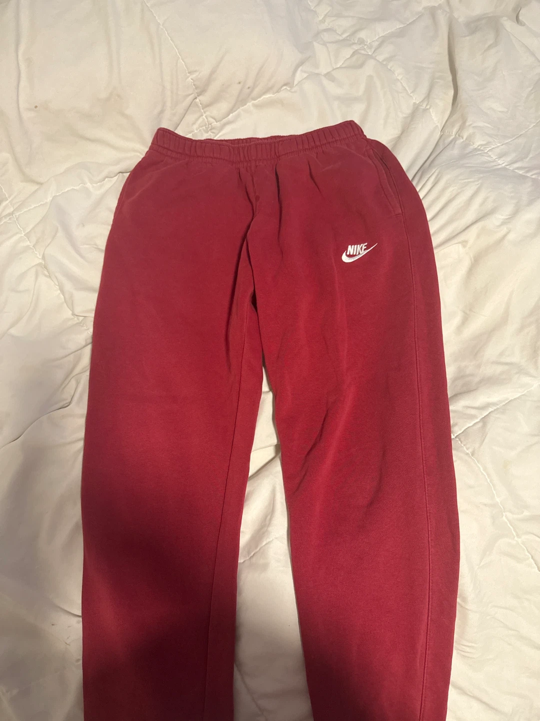 Red nike sweatpants cuffed size small