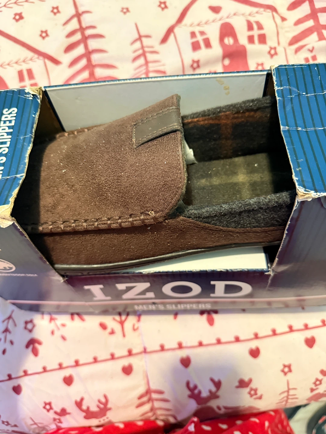 IZOD Men's Slippers Size 13-14 Brown Memory Foam Indoor/Outdoor - photo 2