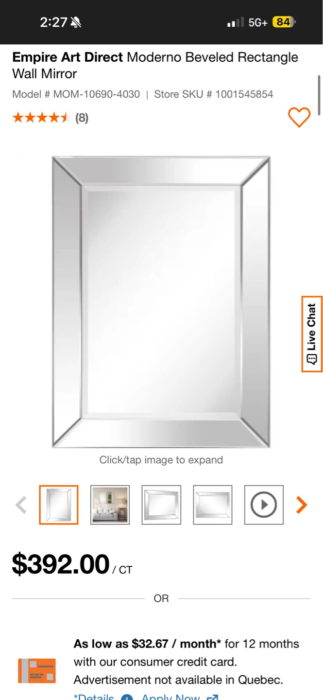 Empire Art Direct Moderno Beveled Rectangle Wall Mirror - photo 4