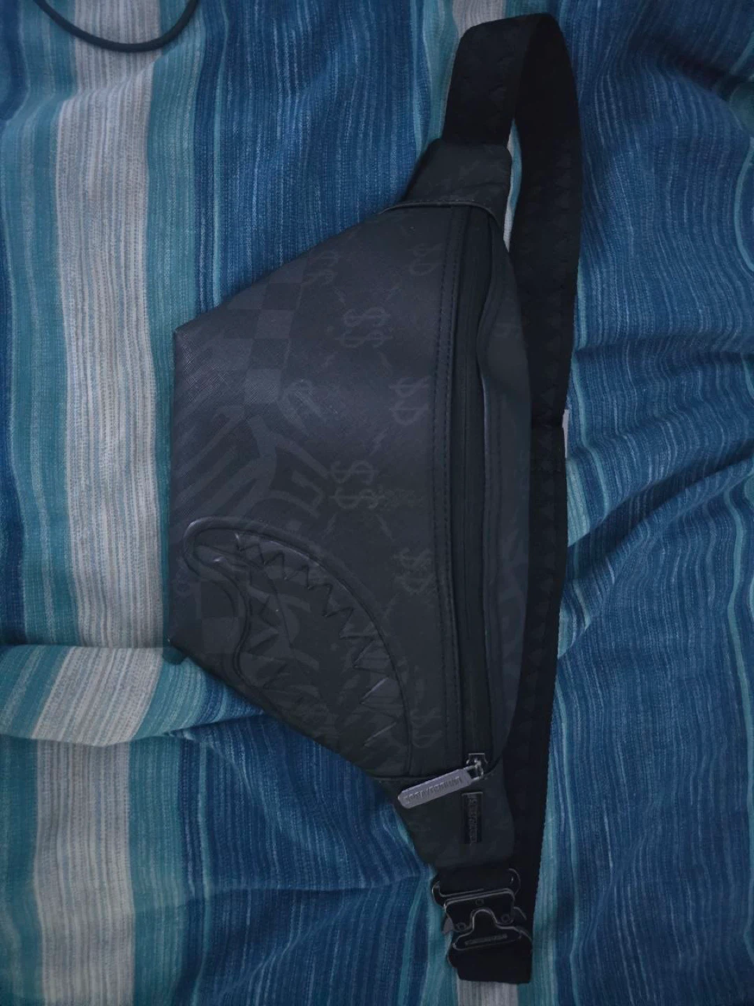 Sprayground Black Monogram Fanny Pack