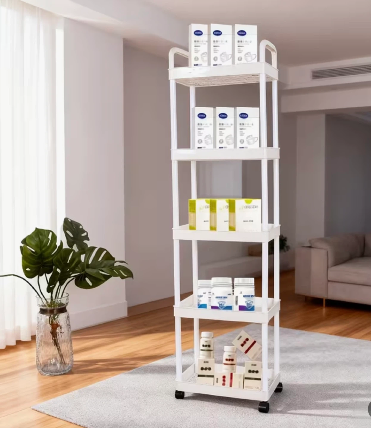 White 3 or 5-Tier Rolling Cart Storage - Brand New - photo 4