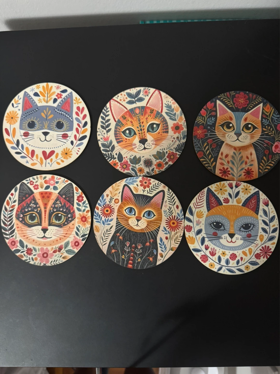 Set of 6 Cat Coasters - Brand new