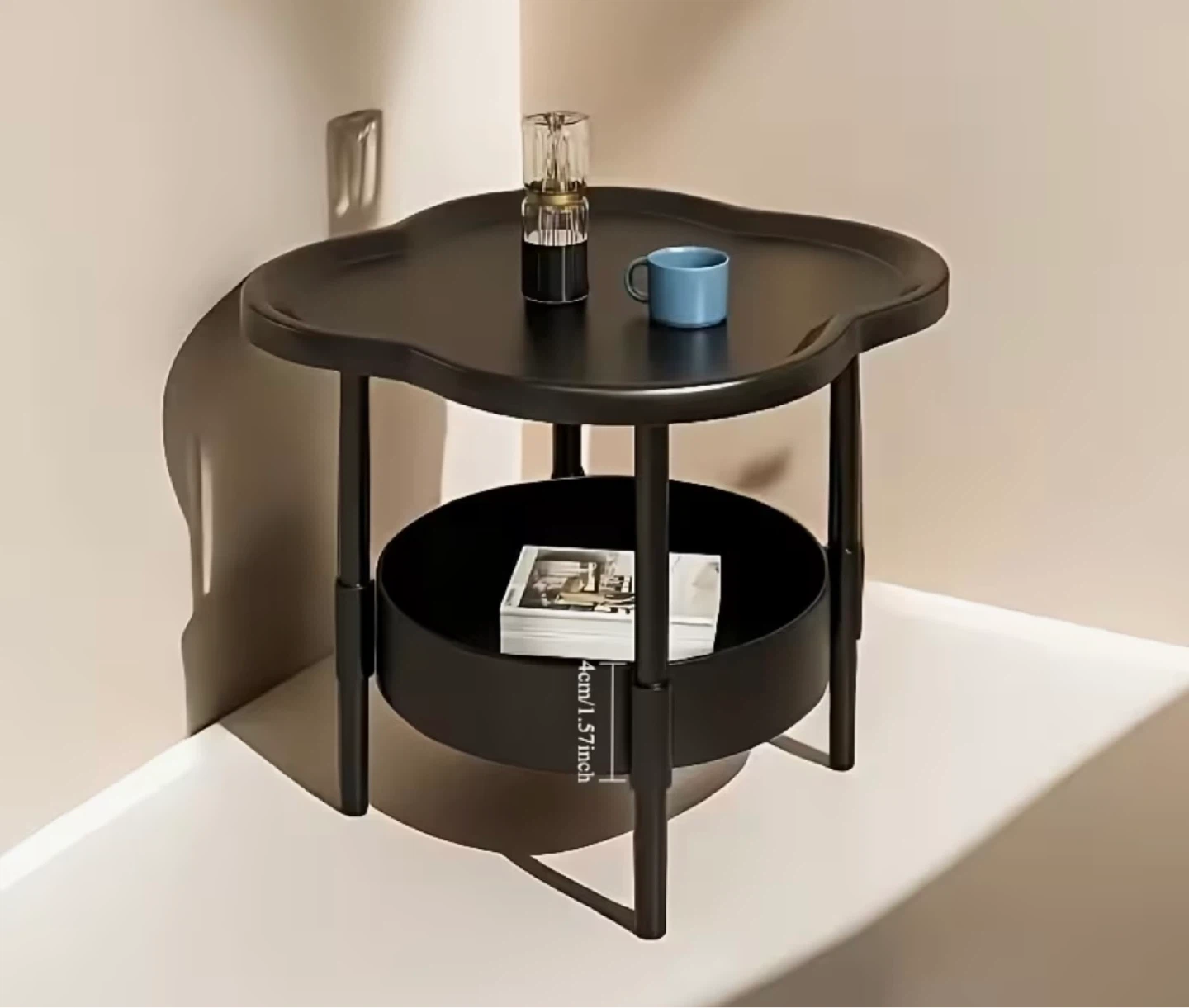 White or Black side table with two tiers - Brand new
