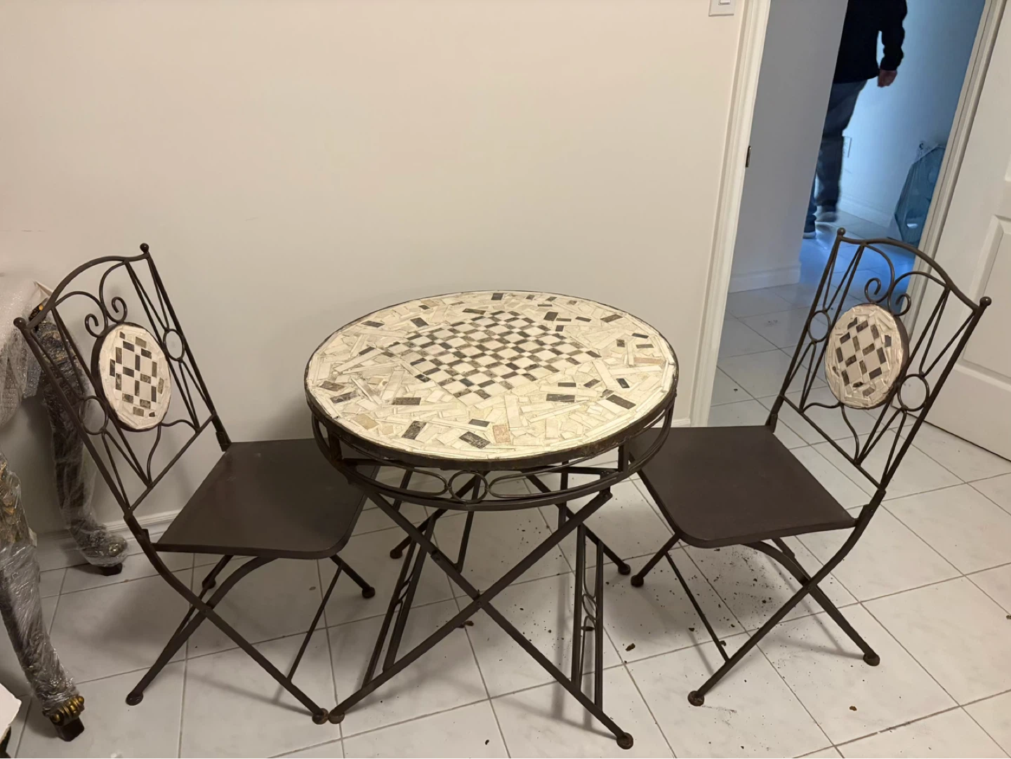 Mosaic bistro set with two chairs