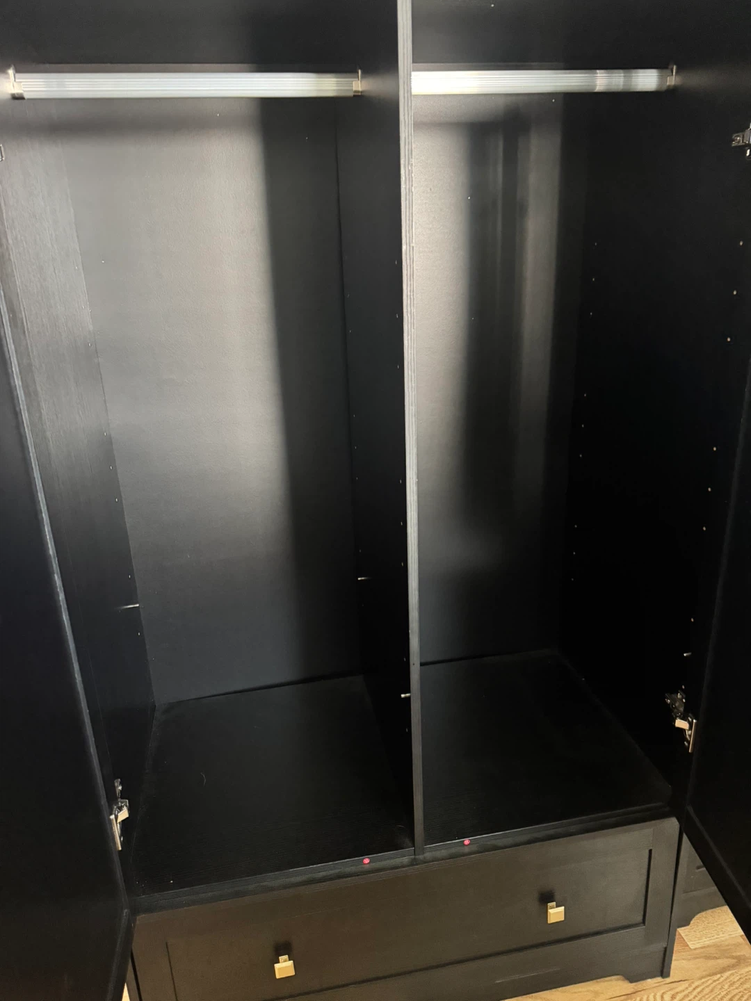 Black 2-Door Wardrobe with Drawer - photo 3
