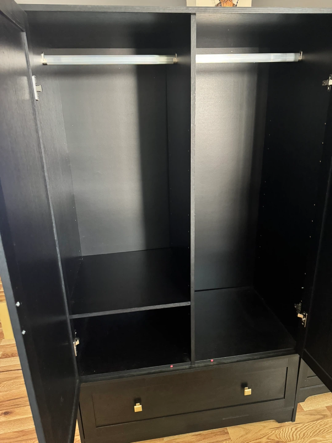Black 2-Door Wardrobe with Drawer - photo 4