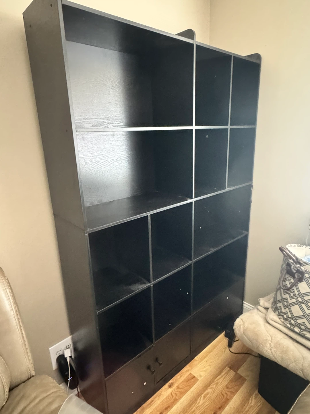 IRONCK 6 Tiers Large Bookshelf with 4 Doors, Black