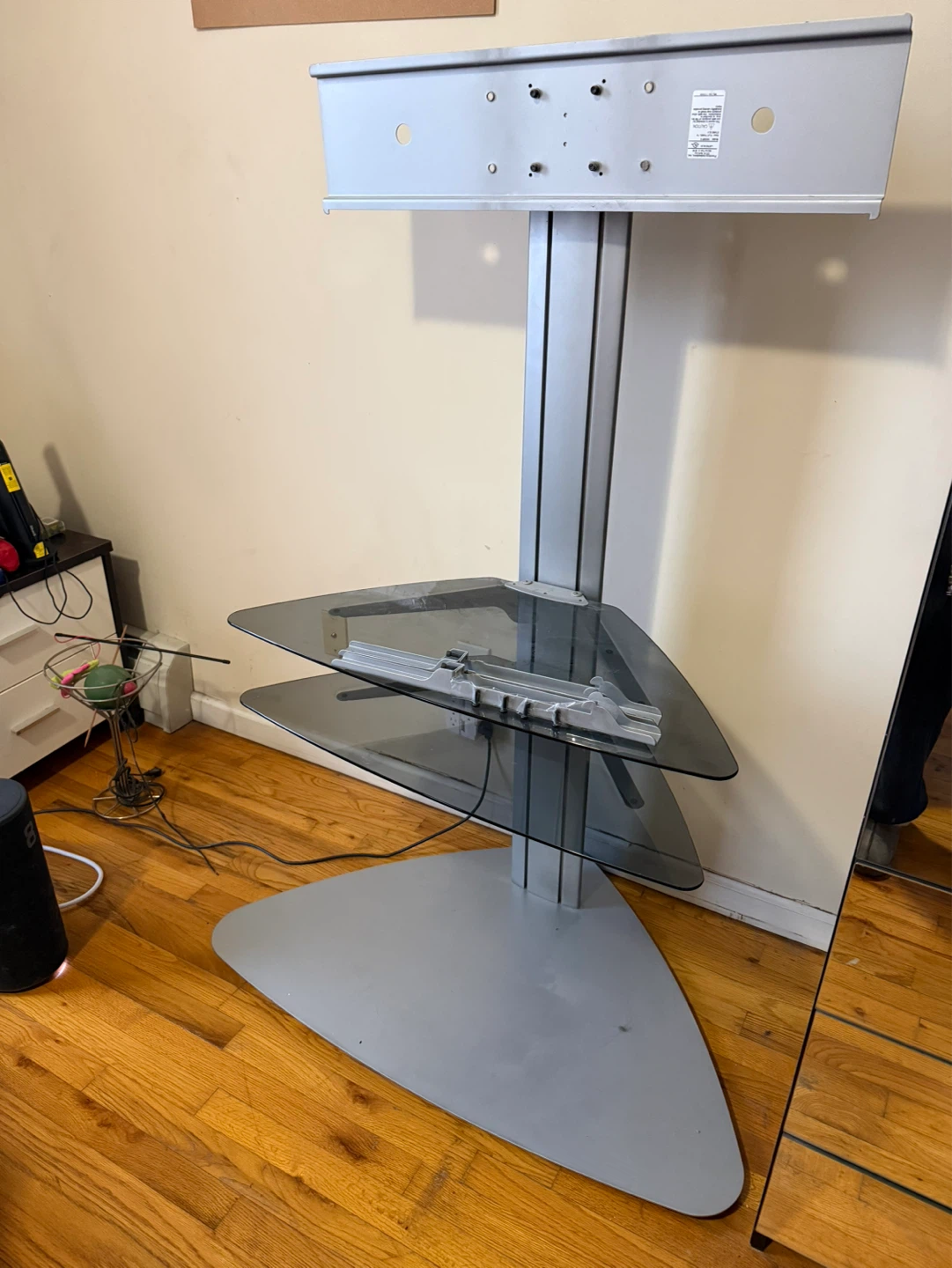Glass TV Stand with Metal Frame - photo 2