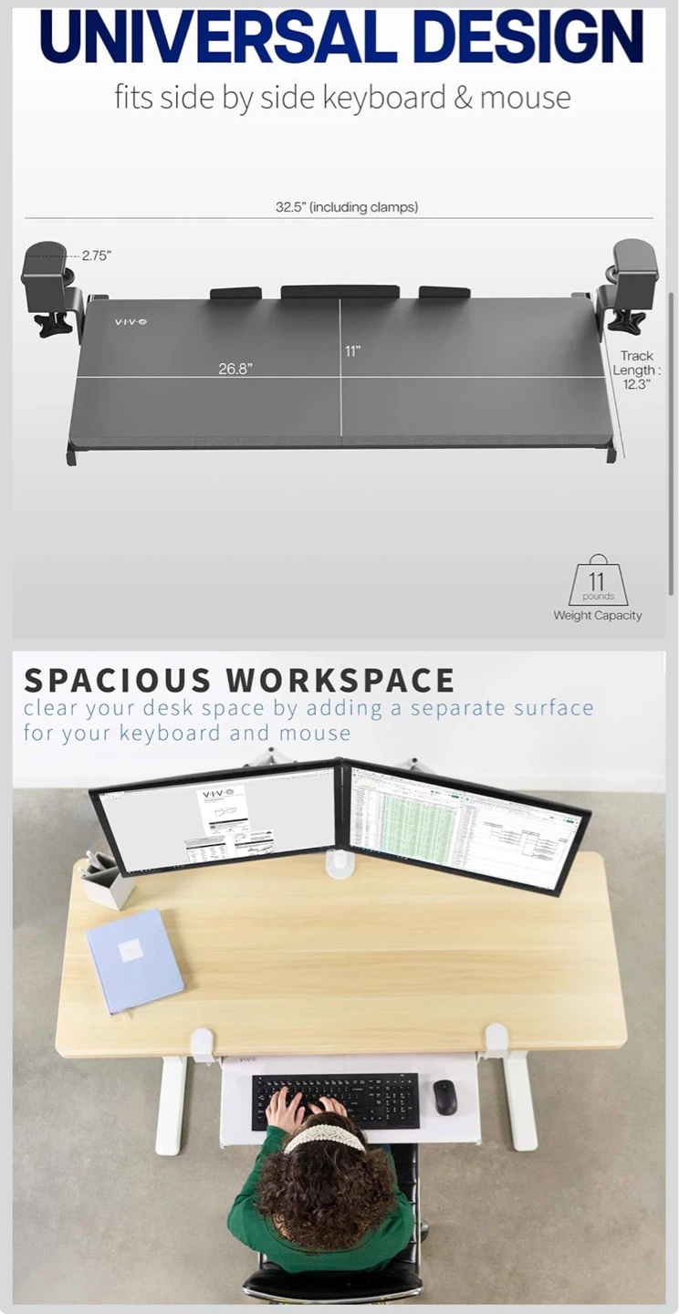 NEW VIVO Under Desk Keyboard Tray – White (still in box) - photo 3