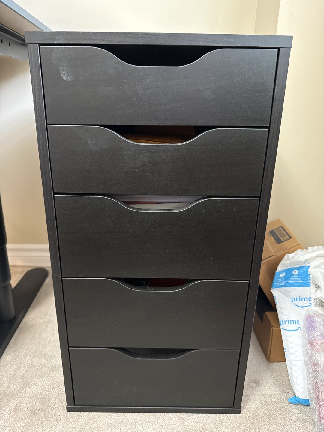 IKEA Black 5-Drawer Alex Style Storage Unit