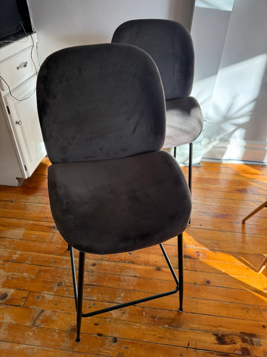 Structube Judith Velvet Counter Stool - Grey - photo 2