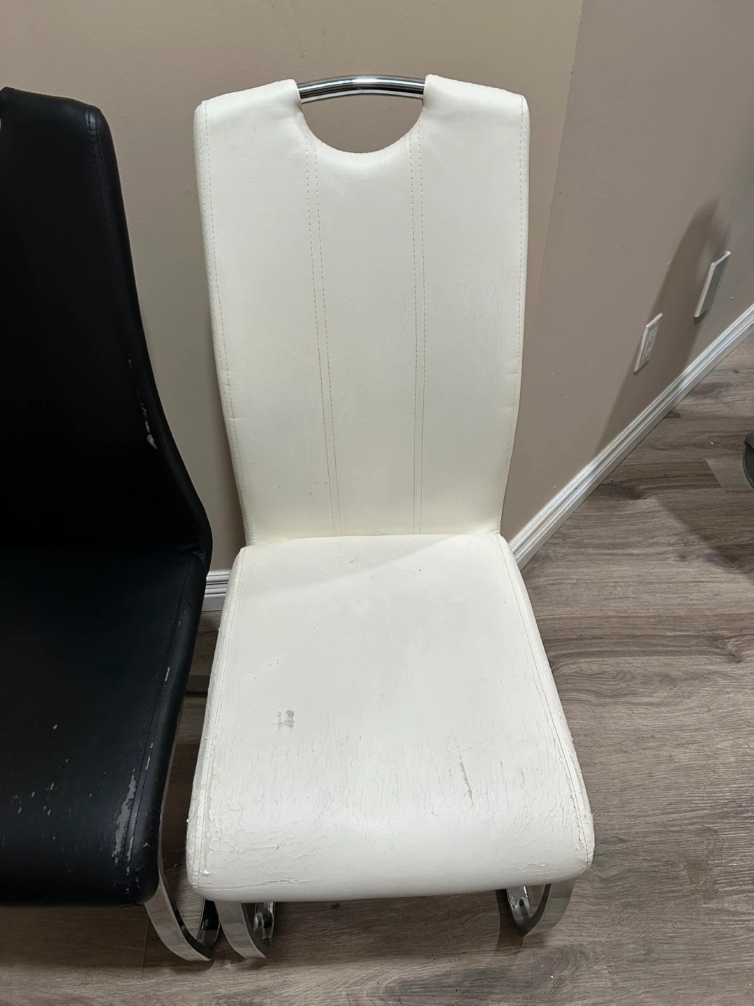 Dining Chairs - Black and White Faux Leather Set - photo 5