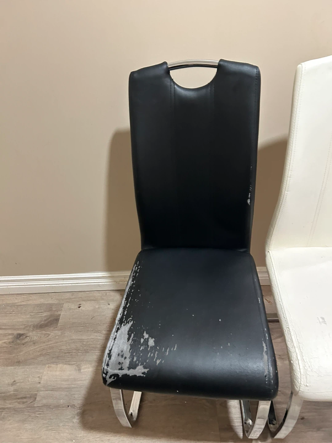 Dining Chairs - Black and White Faux Leather Set - photo 2