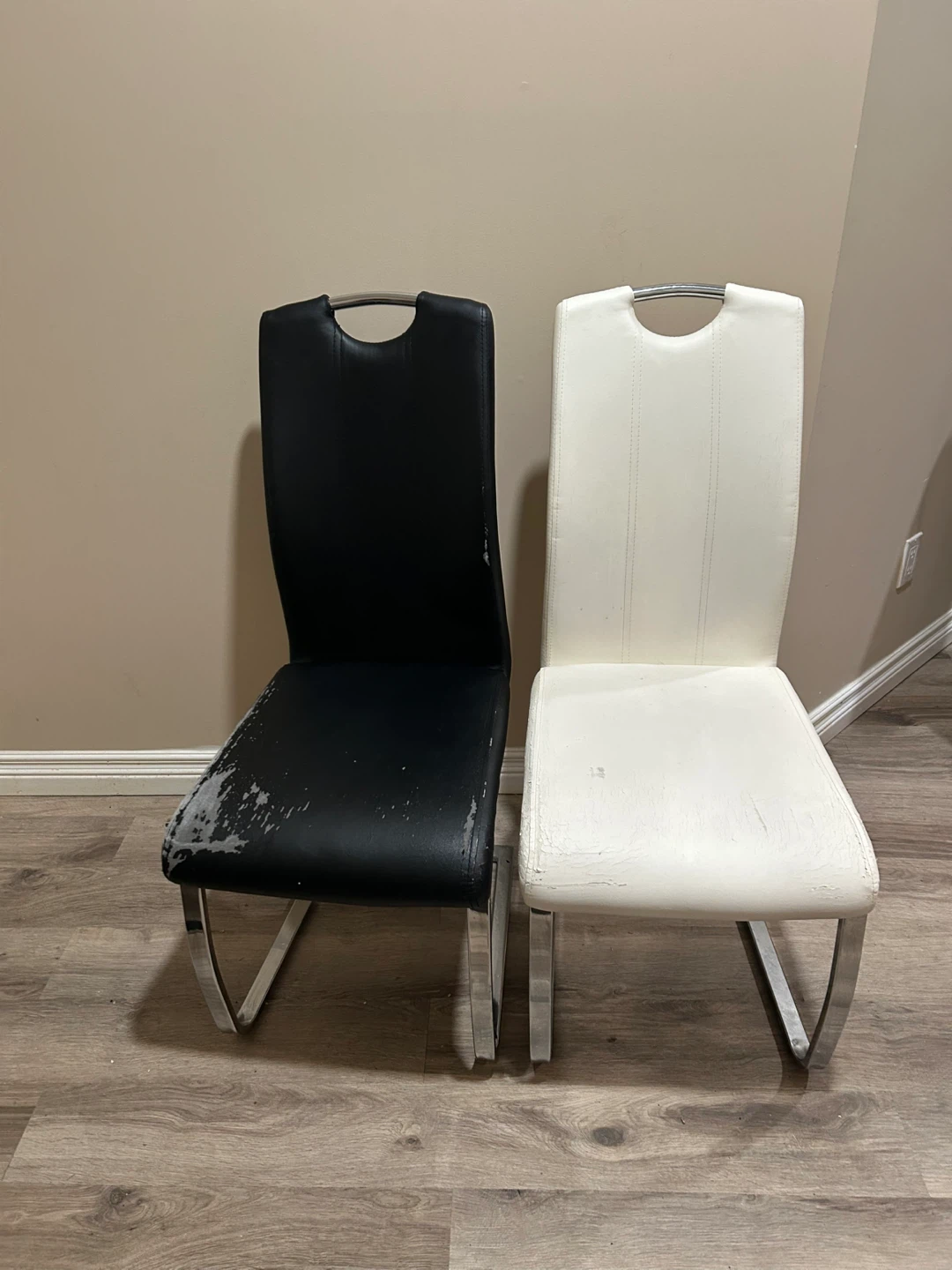 Dining Chairs - Black and White Faux Leather Set - photo 4