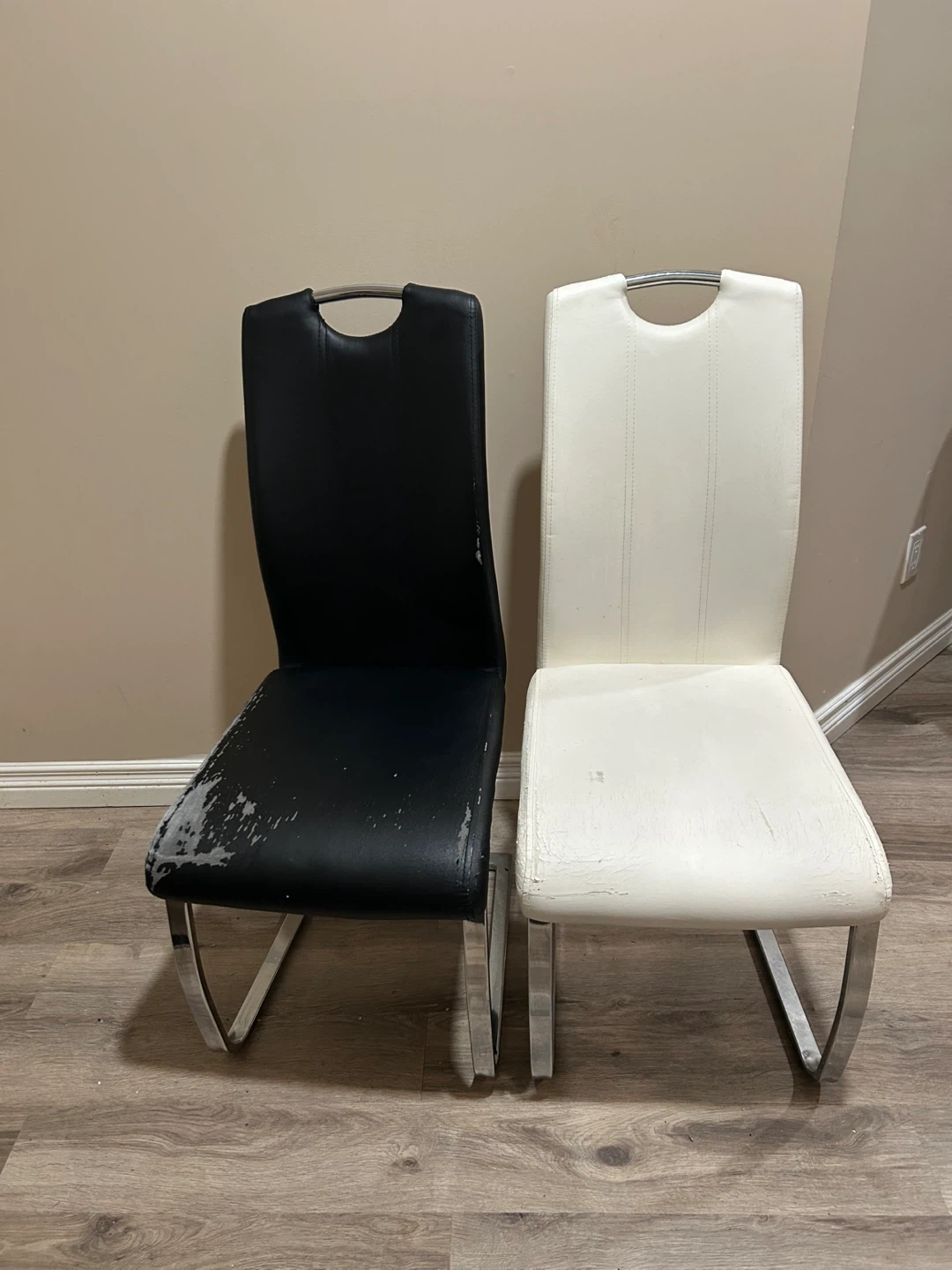 Dining Chairs - Black and White Faux Leather Set