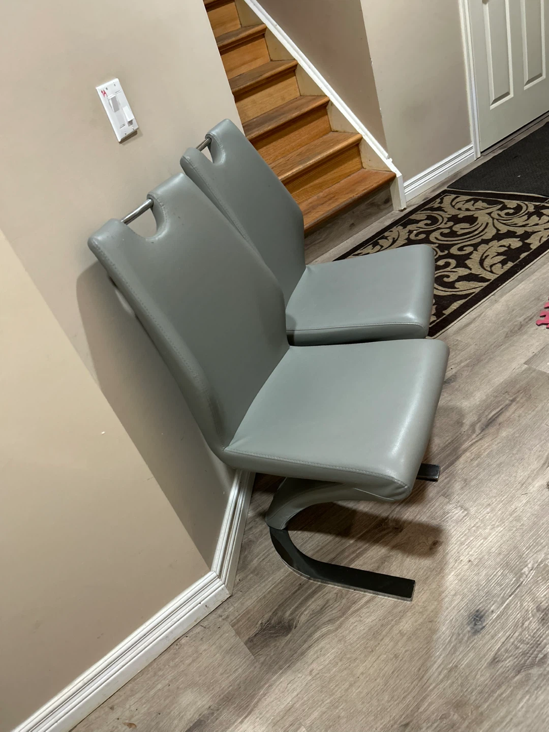 Grey Faux Leather Dining Chairs - Set of 2 - photo 2
