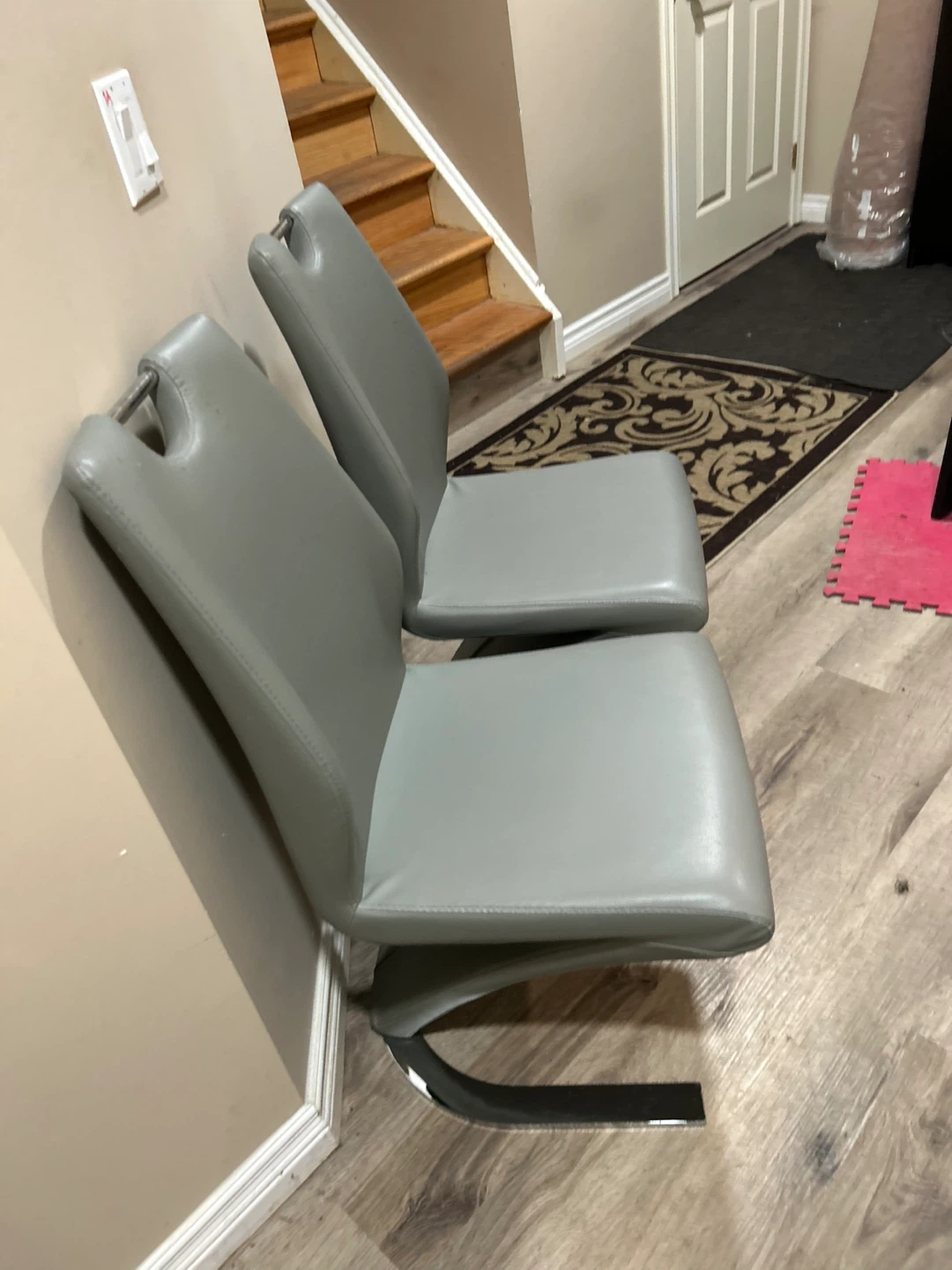 Grey Faux Leather Dining Chairs - Set of 2