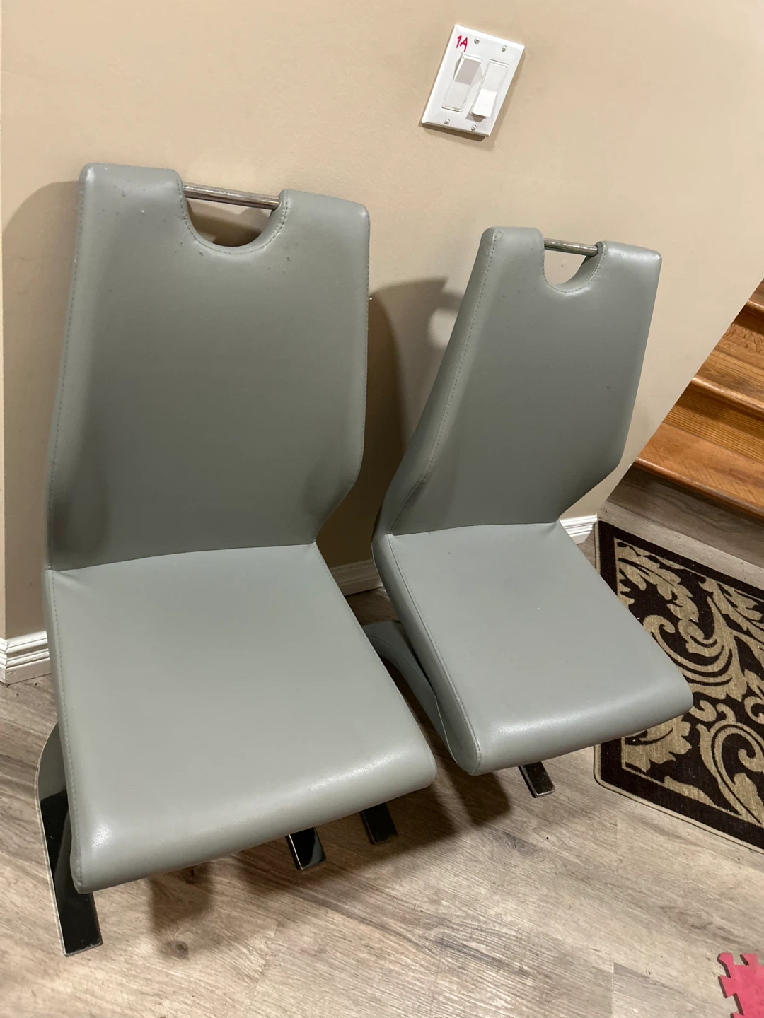 Grey Faux Leather Dining Chairs - Set of 2 - photo 5