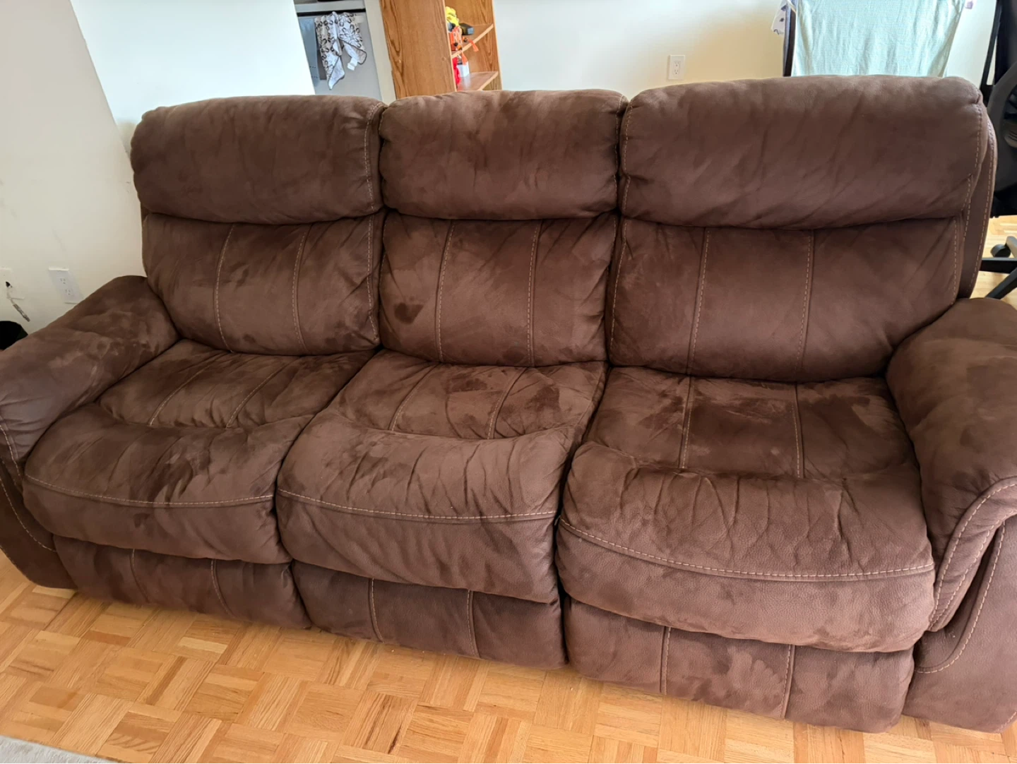 Brown 3-Seat Reclining Sofa