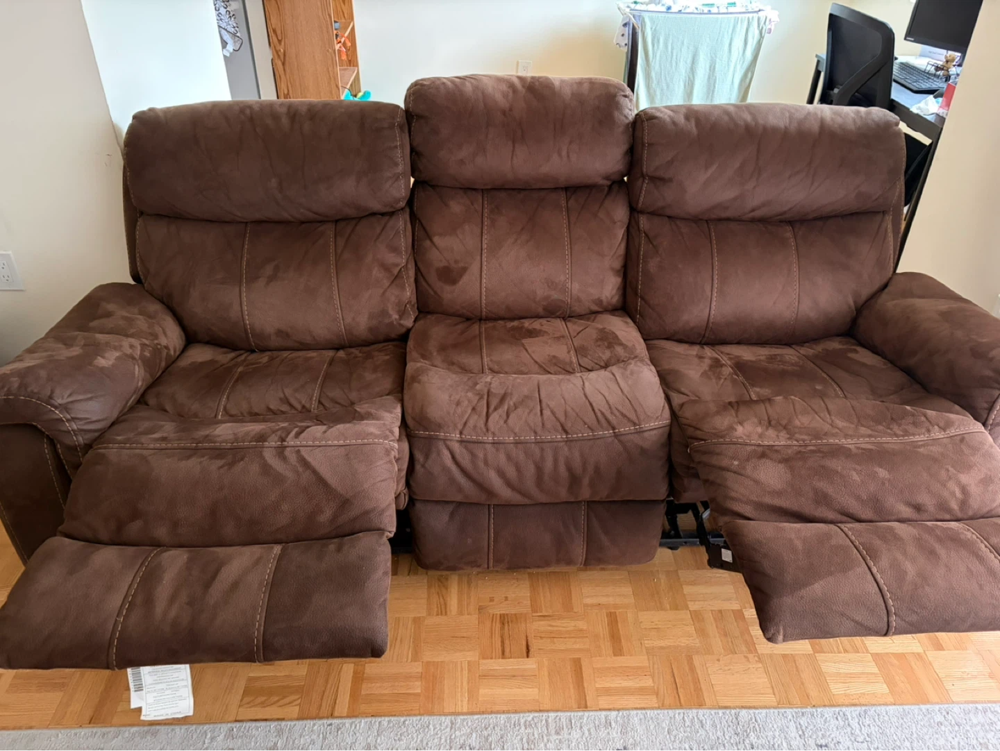 Brown 3-Seat Reclining Sofa - photo 2