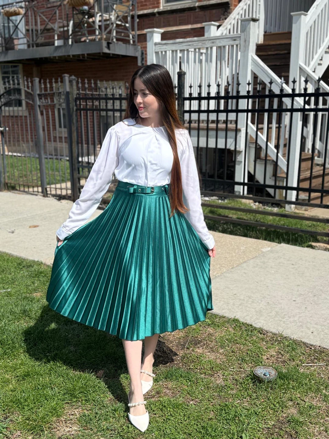 Pame Lux Pleated Midi Skirt