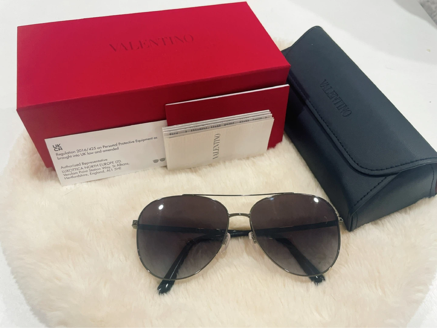 Valentino Aviator Sunglasses with Case and Box