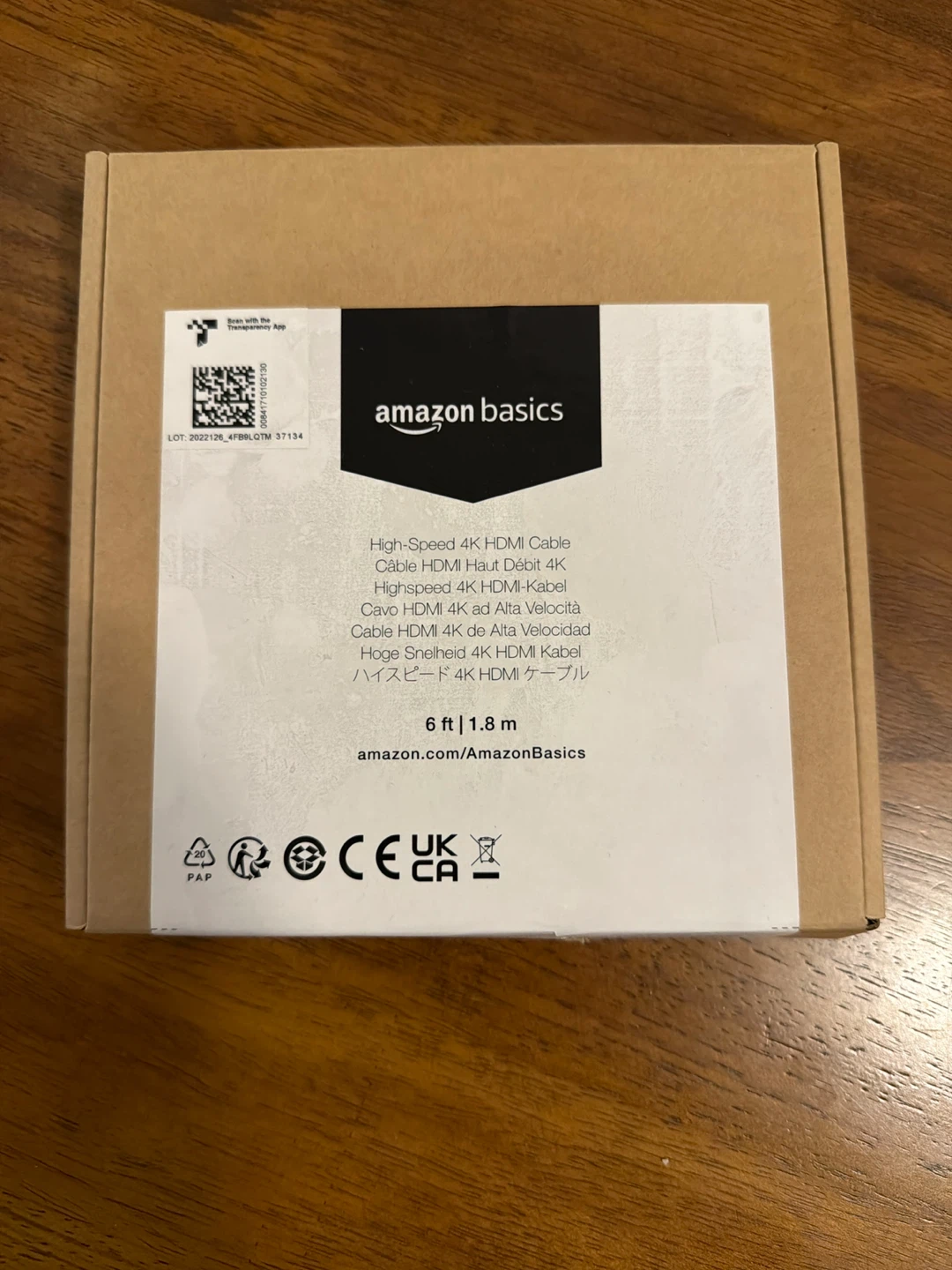 Amazon Basics High-Speed 4K HDMI Cable - 6 ft