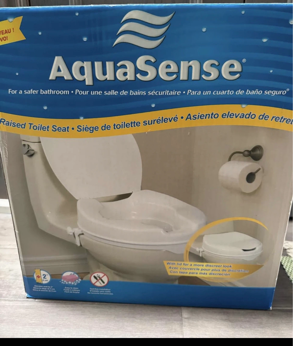 AquaSense Raised Toilet Seat safer bathroom