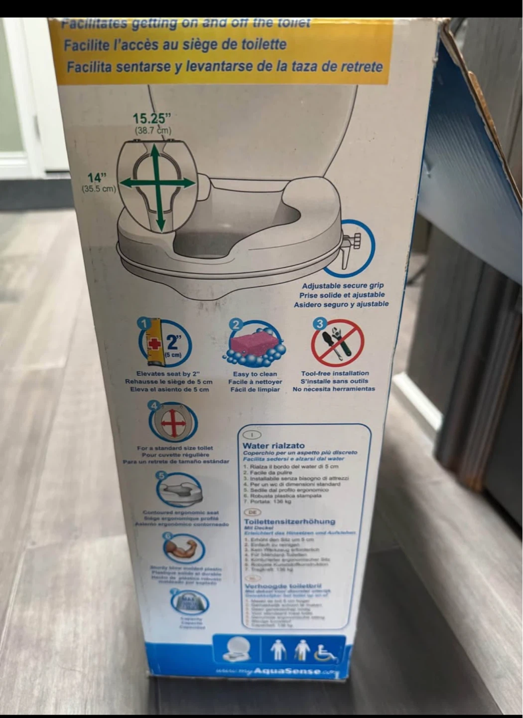 AquaSense Raised Toilet Seat safer bathroom - photo 3