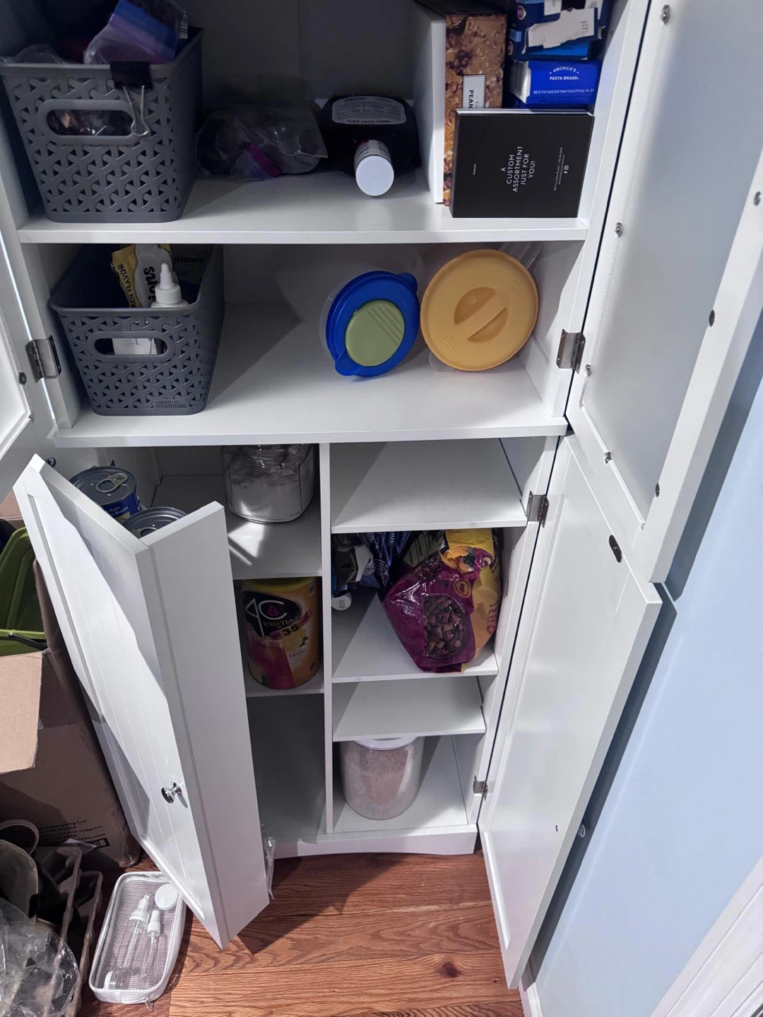 White Tall Storage Cabinet with Glass Doors - photo 3