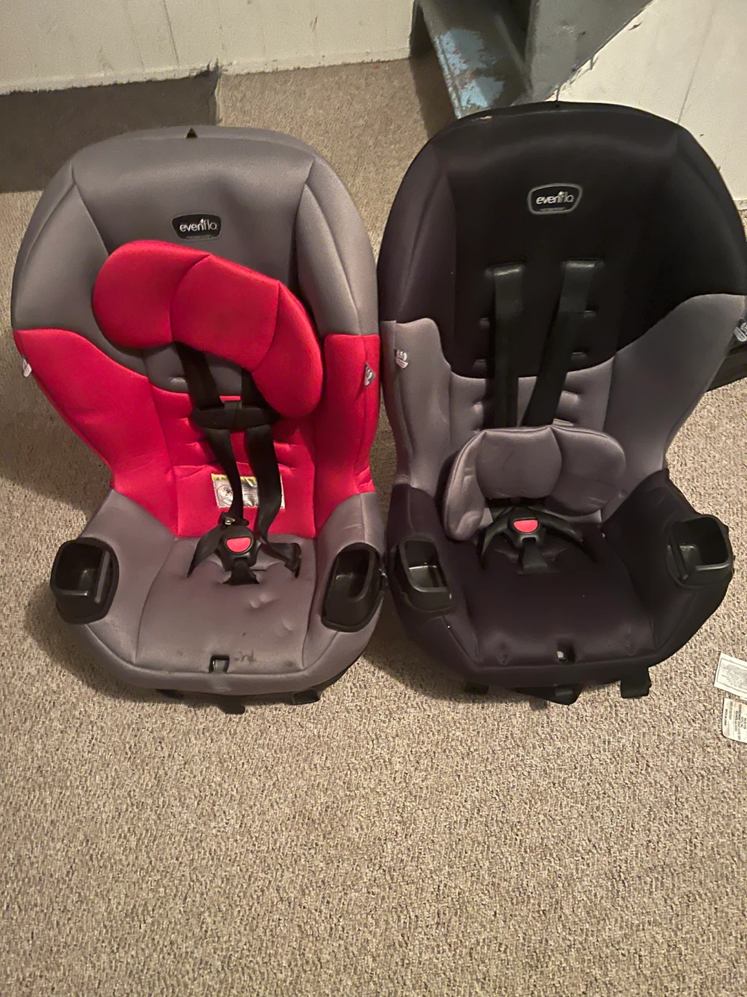 Evenflo Car Seats (2) - Grey/Red & Black/Grey - photo 2