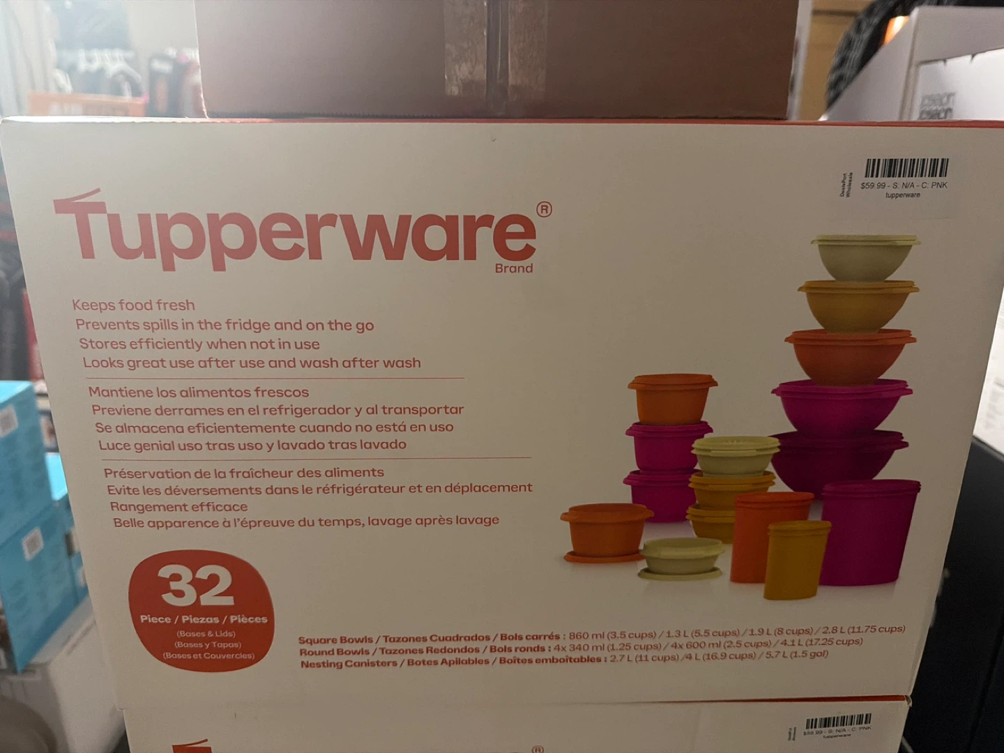 Tupperware 32 Piece Square & Round Bowl Set