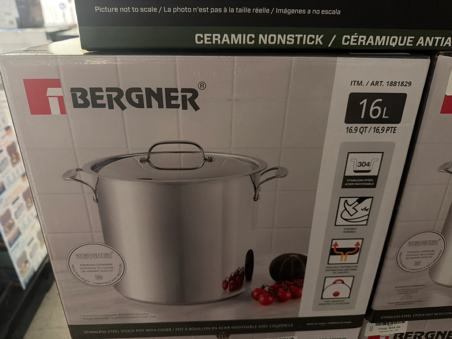 Bergner 16L Stainless Steel Stock Pot with Cover