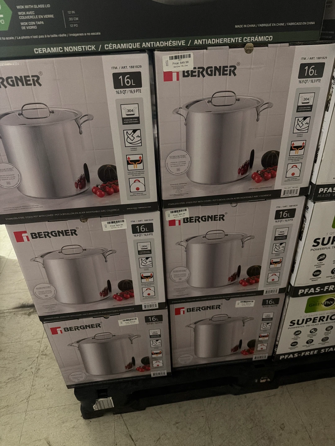 Bergner 16L Stainless Steel Stock Pot with Cover - photo 2
