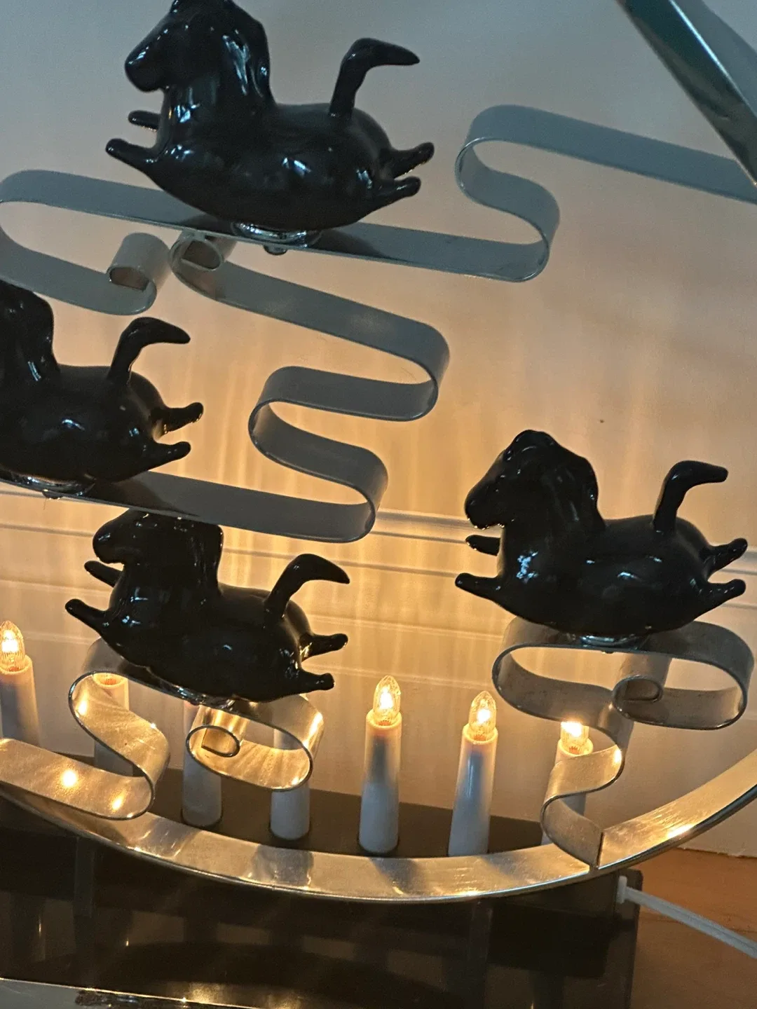 Vintage Black Horse Carousel Candolier with Lights - photo 3