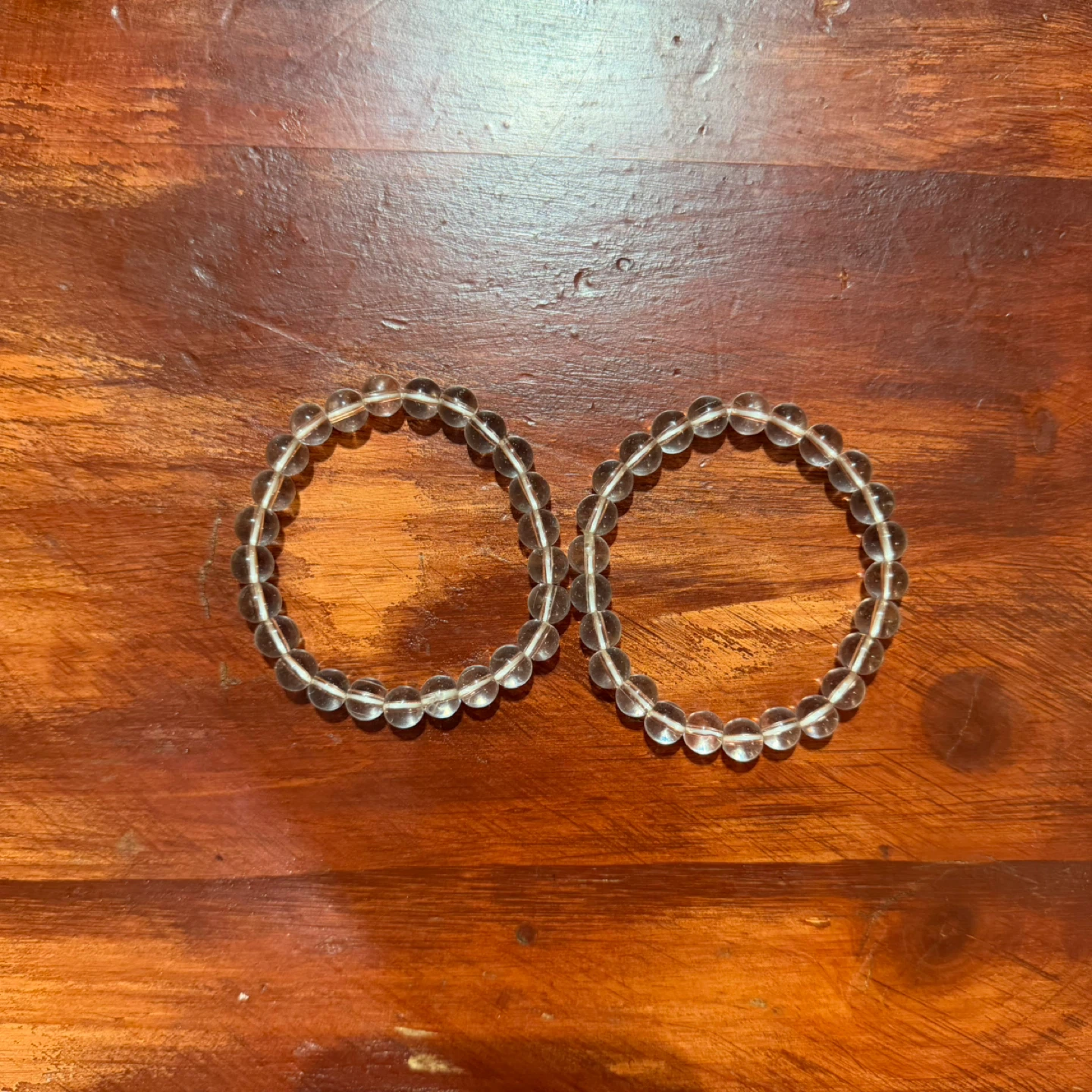 2 round clear quartz bracelet