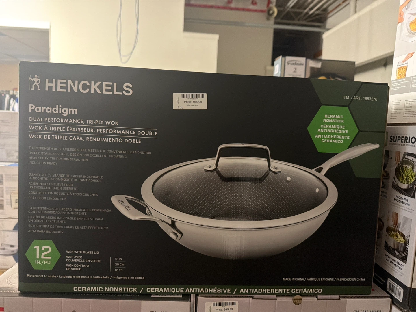 Henckels Paradigm 12-inch Tri-Ply Wok with Glass Lid