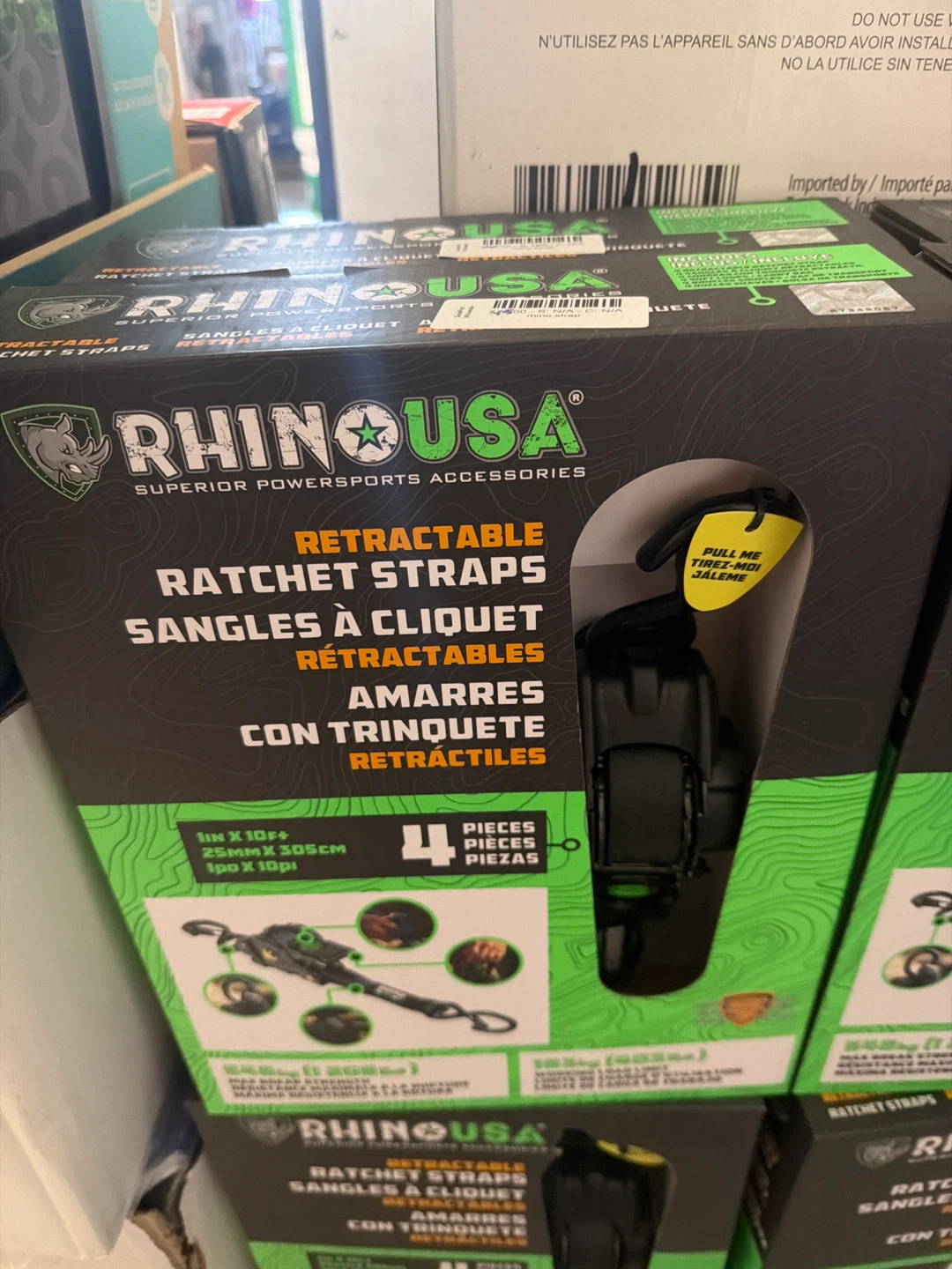 Rhino USA Retractable Ratchet Straps - 4 Pack