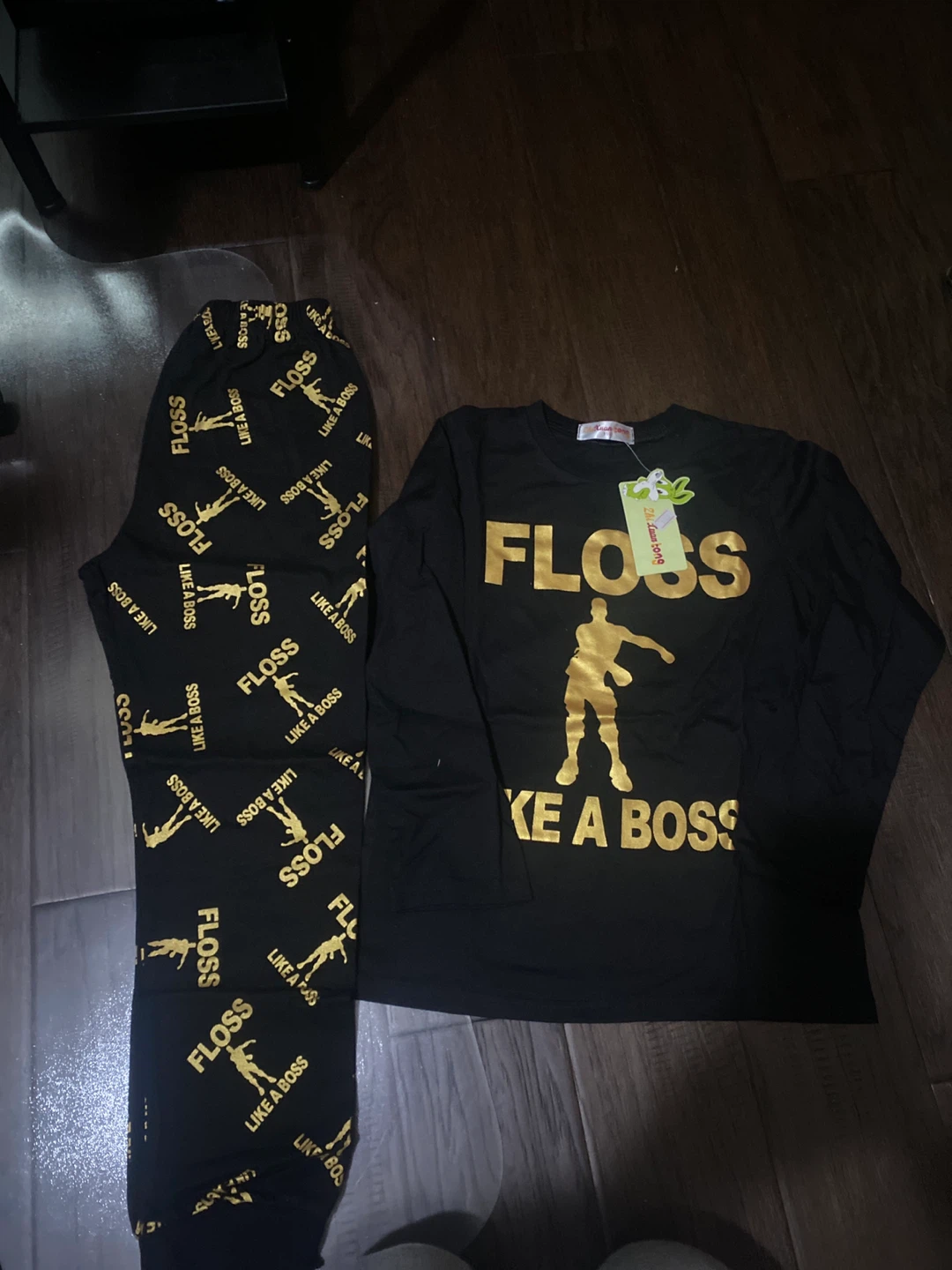 Kids Black "Floss Like A Boss" Pajama Set