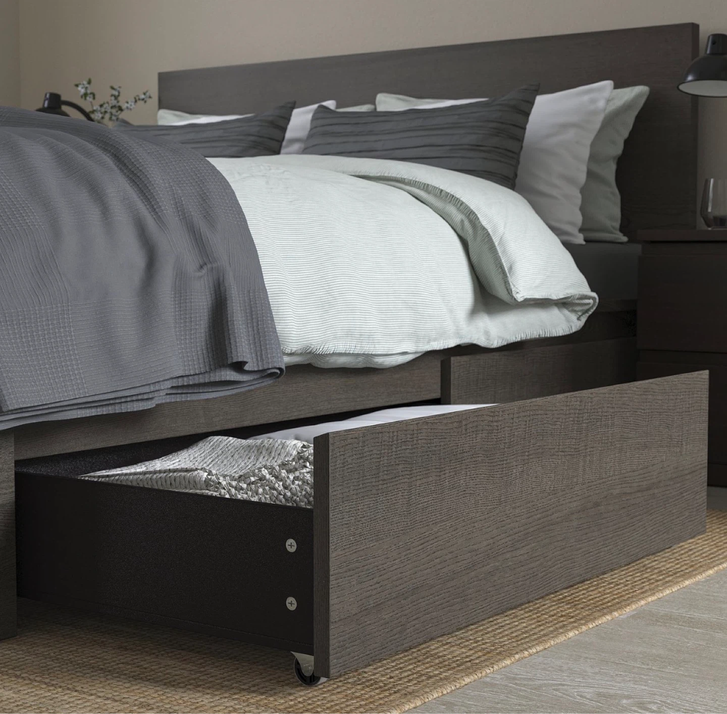 IKEA MALM Queen High Bed Frame with 4 Storage Boxes - photo 3