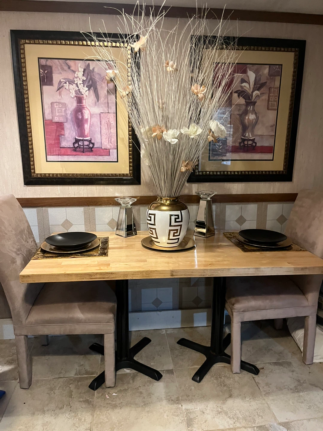 Wooden Dining Table with 2 Chairs