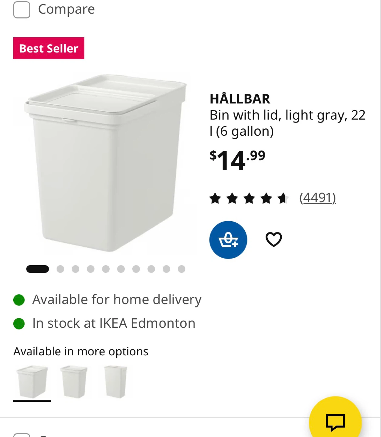 IKEA HÄLLBAR Bin with lid, light gray, 22 L - photo 5
