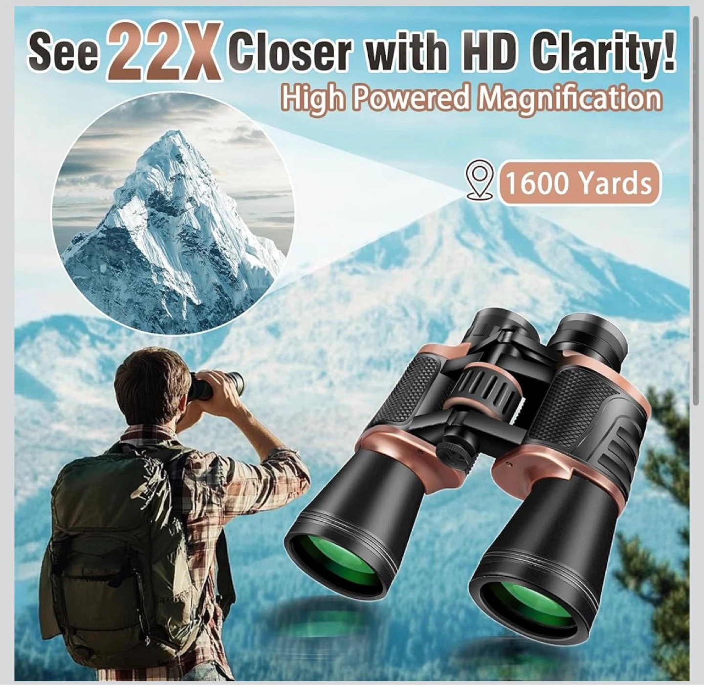 High Powered Binoculars - 50MM Large Lens, 22X Magnification - photo 2