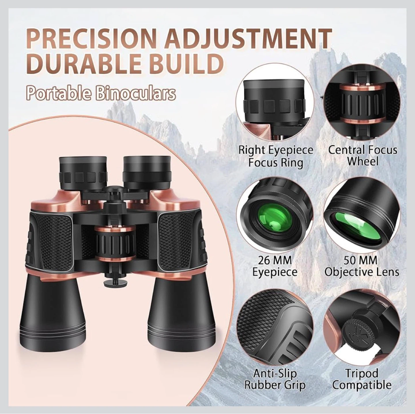 High Powered Binoculars - 50MM Large Lens, 22X Magnification - photo 4