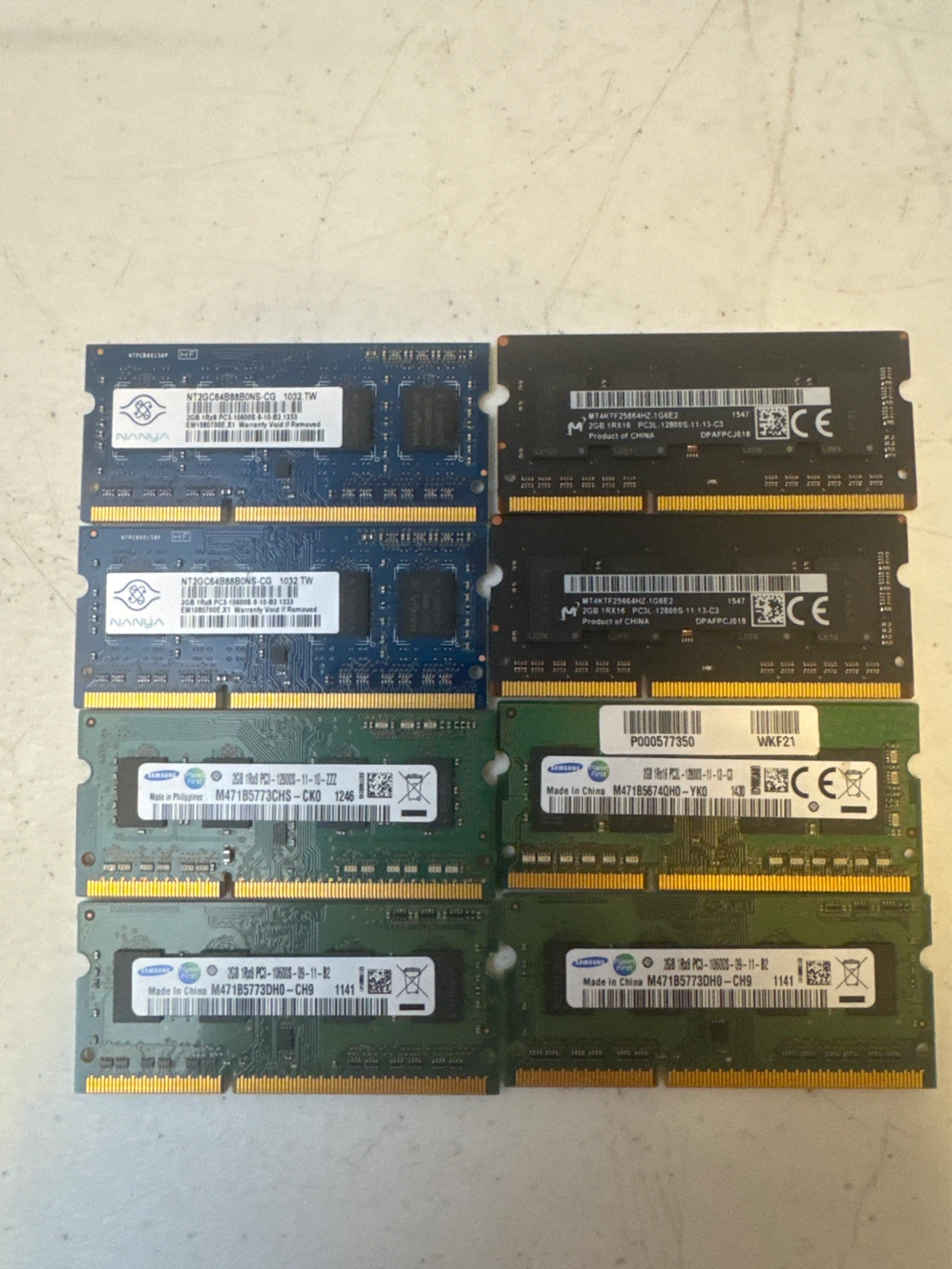 Lot of 8 x 2GB DDR3 RAM Modules (Nanya, Samsung, Micron)